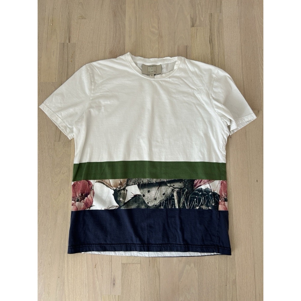 WOOYOUNG x MR PORTER White Cactus Print Graphic Tee T Shirt Sz 52 42 Fits Medium
